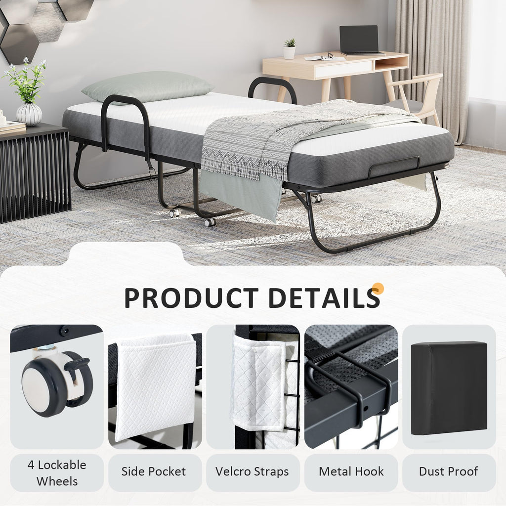 Twin Size Folding Bed with Memory Foam Mattress B805