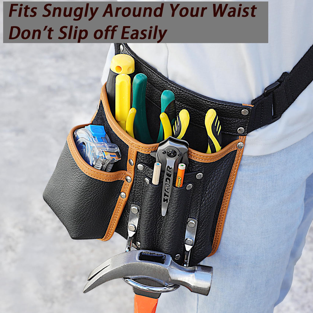 Genuine Leather Tool Belt with Multi Pockets E6339