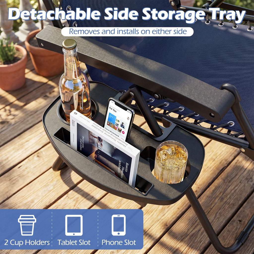 Zero Gravity Chairs Set of 2 Portable Folding Lounger with Pillow Cup Holder X2884