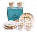 Pink Floral Ceramic Plates and Mugs Set Of 12 W454400
