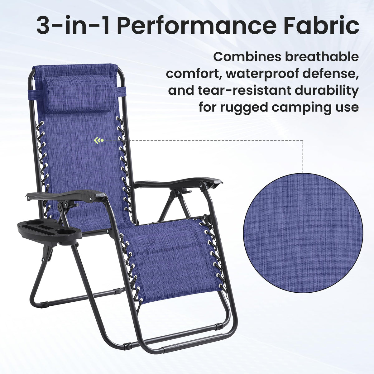 2 Pack Blue 7-Position Adjustable Zero Gravity Chairs X155