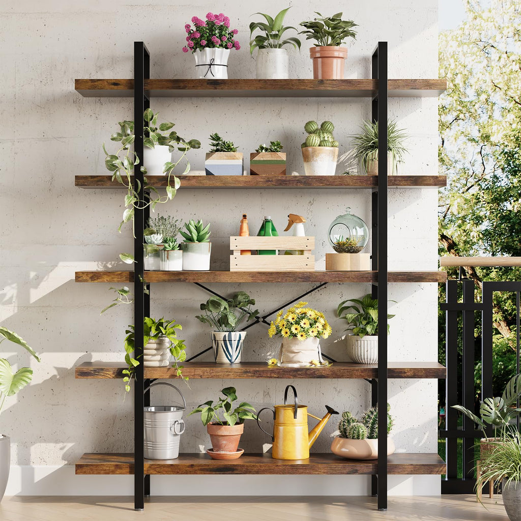 5 Tier Rustic Open Bookshelf S3273