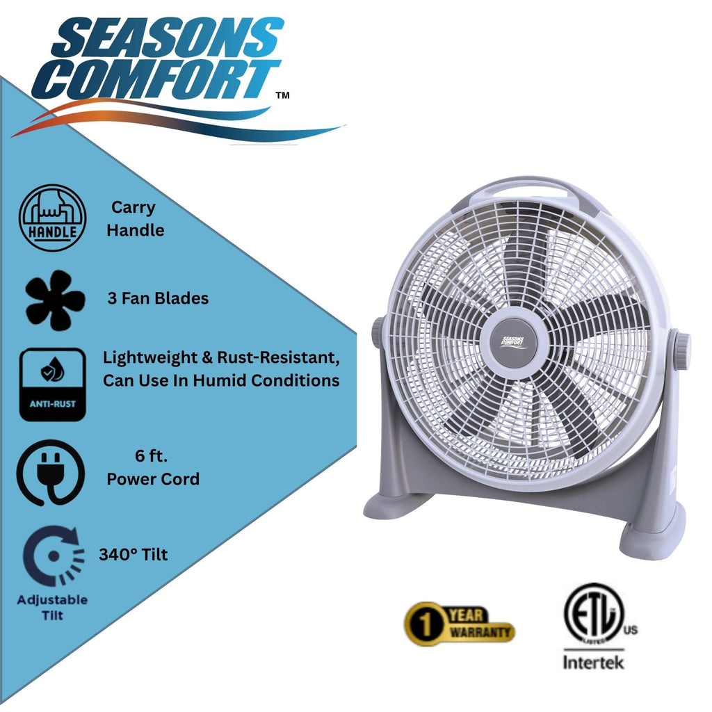 20 Inch High Velocity Fan, 3 Speed, White/Gray Y962409