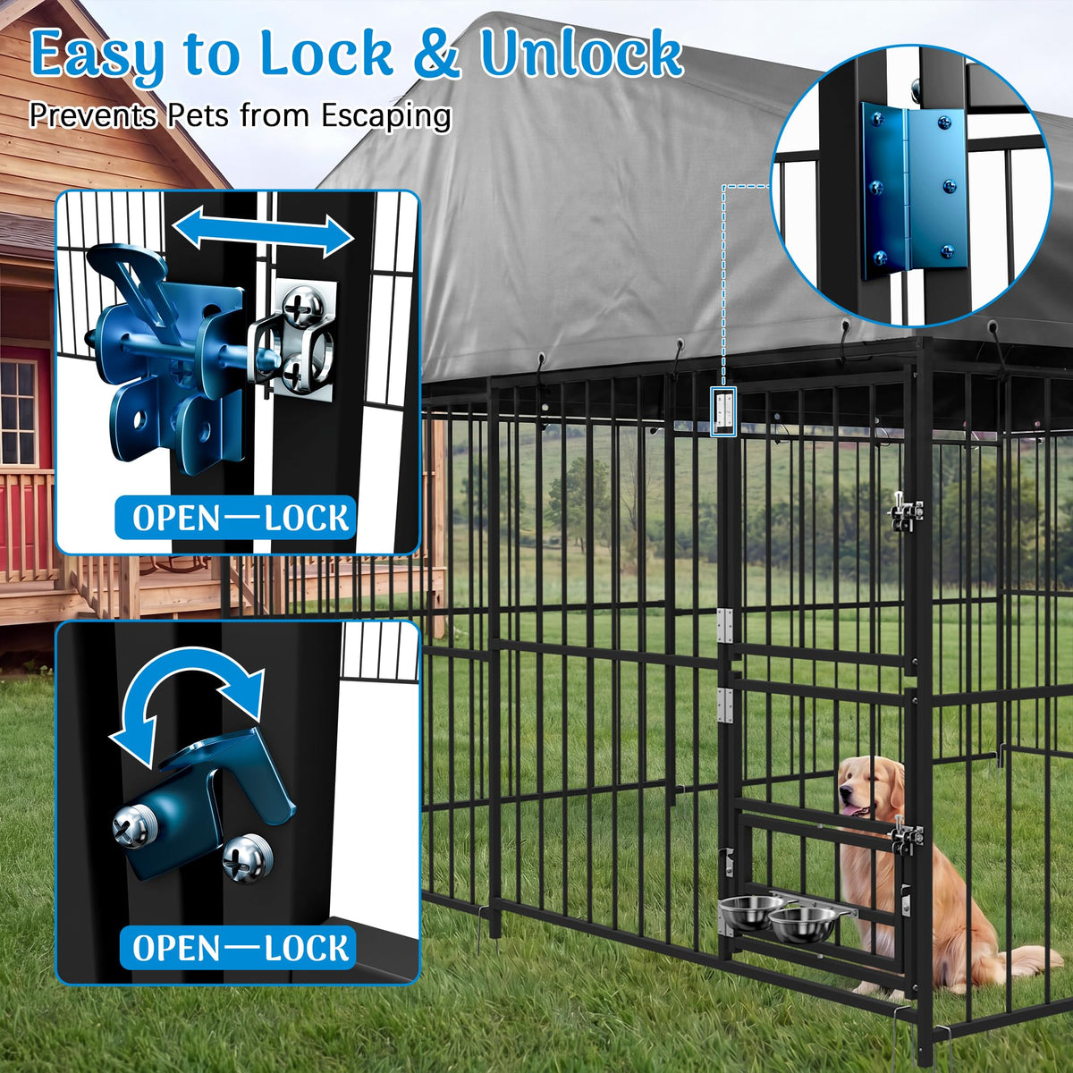 10×10FT Outdoor Dog Kennel with Roof M163479
