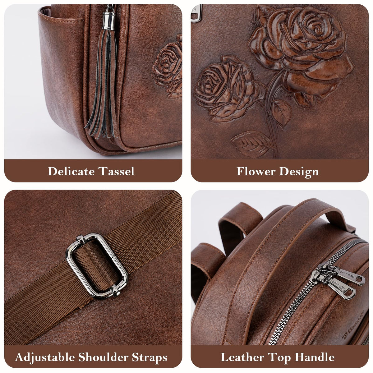 Vegan Leather Mini Backpack Purse V3583