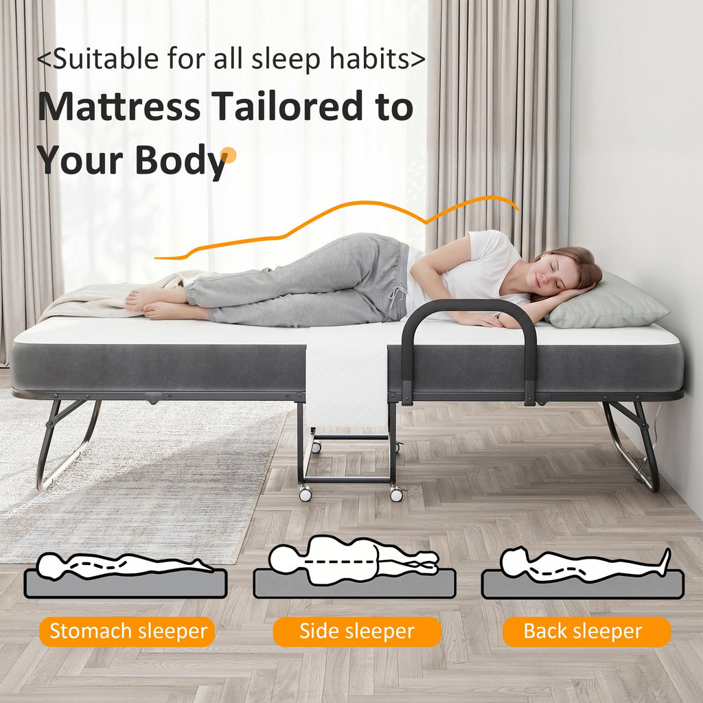 Twin Size Folding Bed with Memory Foam Mattress B805