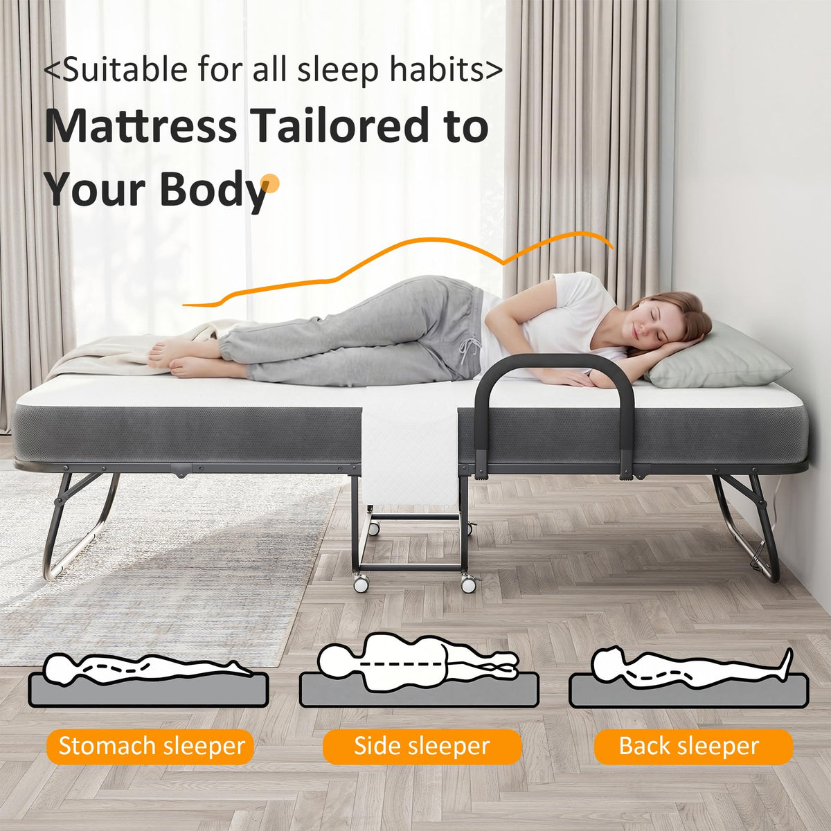 Twin Size Folding Bed with Memory Foam Mattress B805