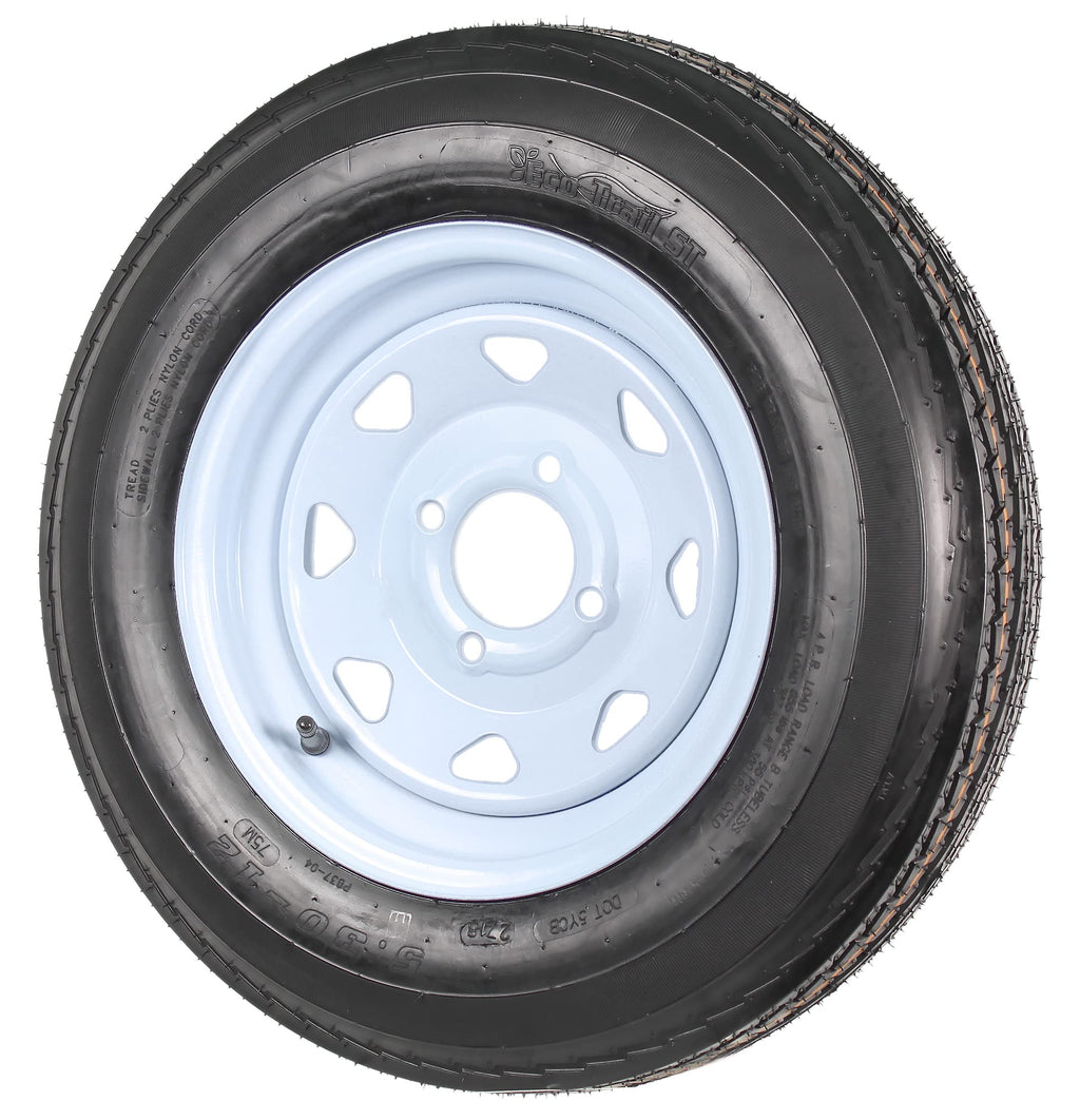 Trailer Tire Rim Assembly 5.30-12 Load B 4 Lug White T1116