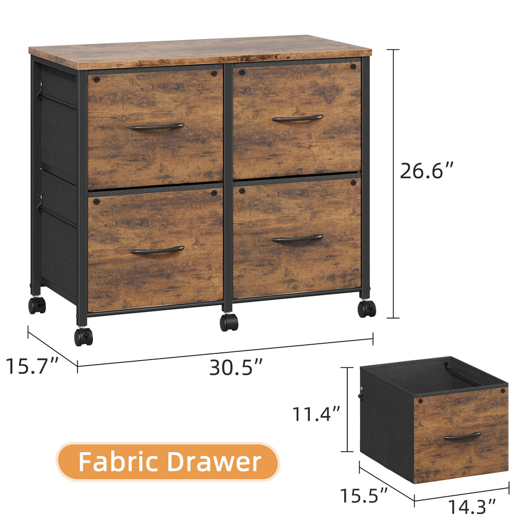 4 Drawer Mobile Lateral File Cabinet I2015