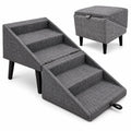 Foldable Dog Stairs Ottoman 2 in 1 Pet Steps with Storage D4013