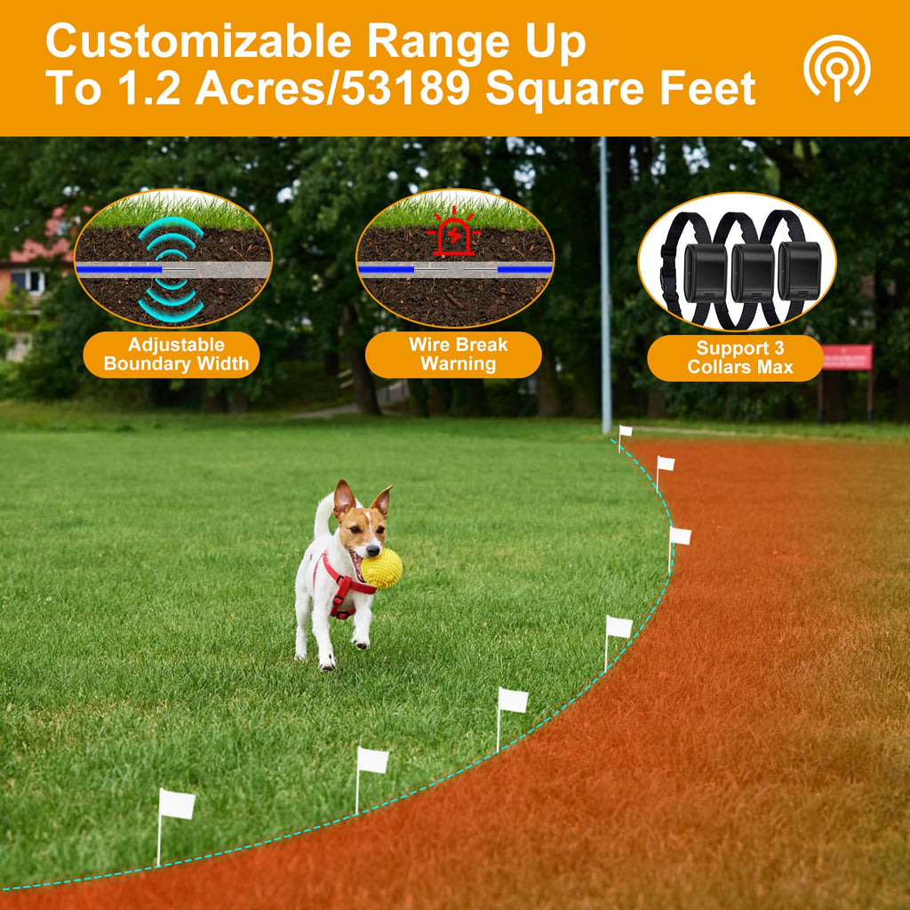 Electric Dog Fence System for 2 Dogs with 2 Waterproof Receiver Collars B826