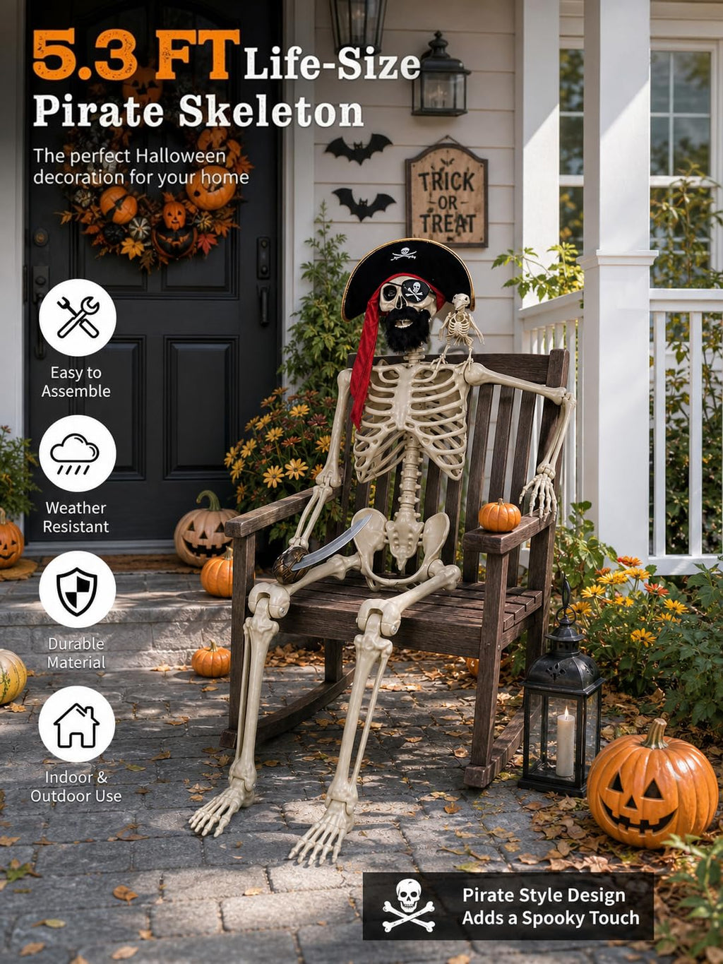 5.4 Ft Halloween Skeleton Decoration Y406349