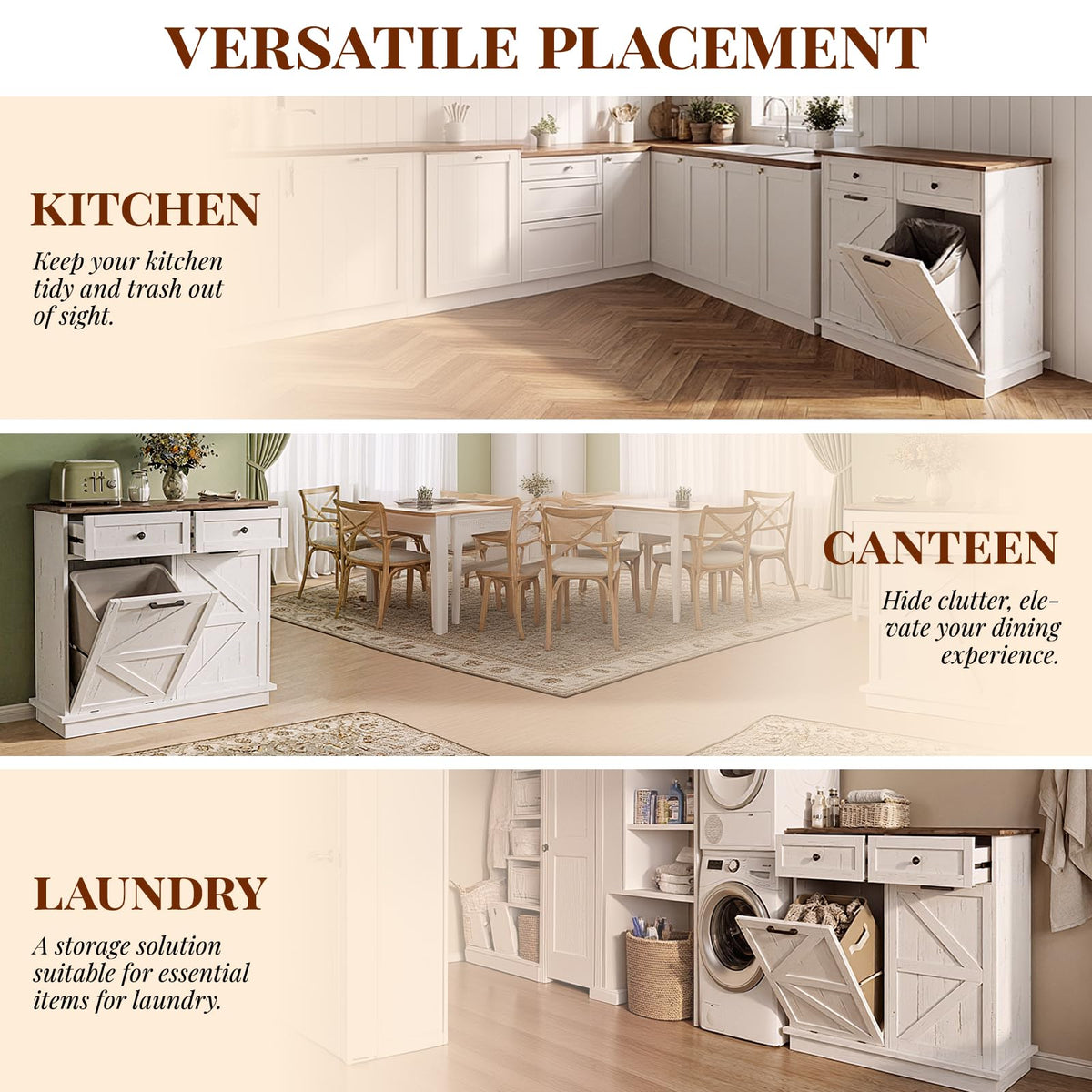 White Tilt-Out Trash Can Cabinet R580754