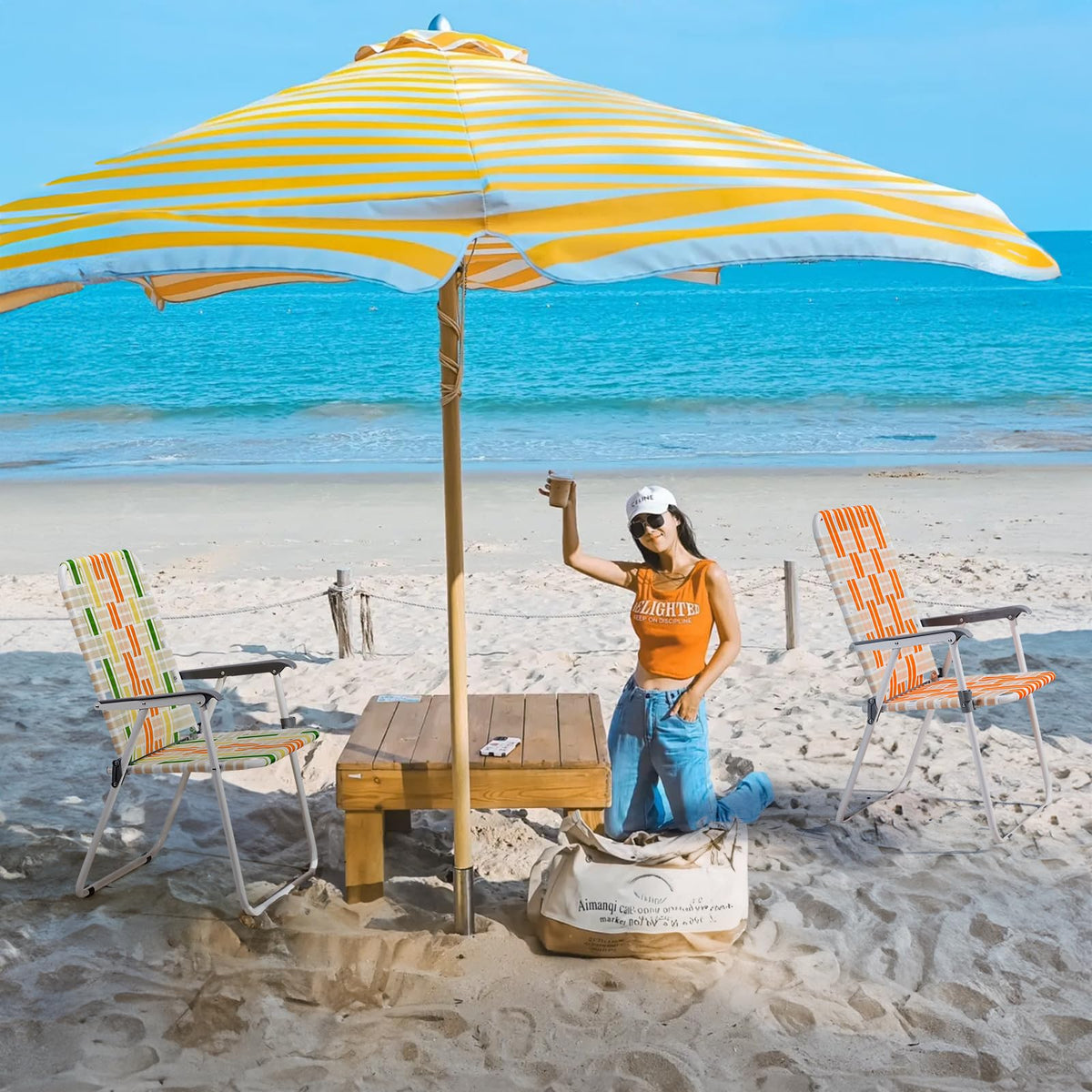 Set of 2 Webbed Folding Beach Chairs T100
