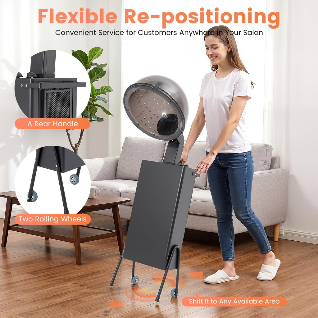 1200W Freestanding Hooded Hair Dryer with Wheels I652359