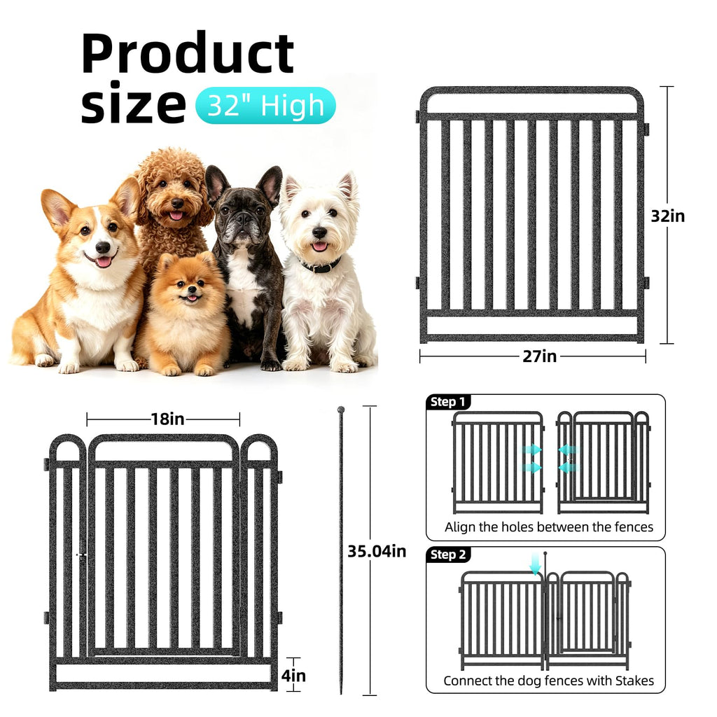 Dog Playpen Outdoor Silver 32'' 16 Panels 2 Gates H54755
