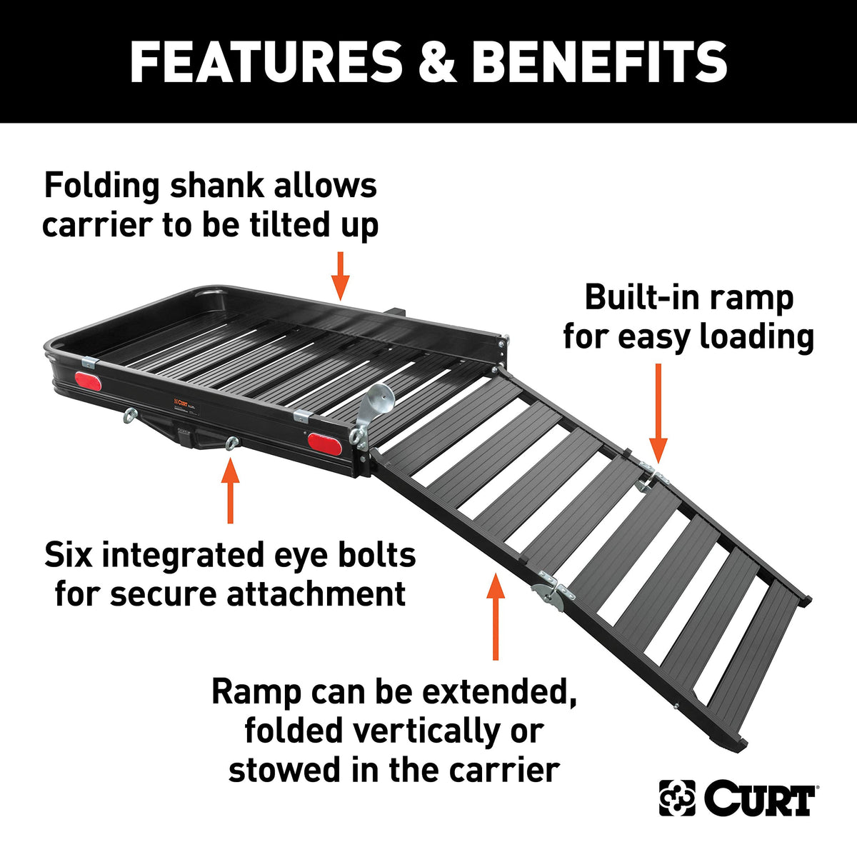 Black Aluminum Hitch Cargo Carrier with Ramp U9862