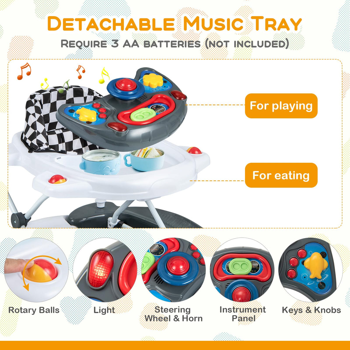 Foldable Adjustable Baby Walker with Wheels K3136