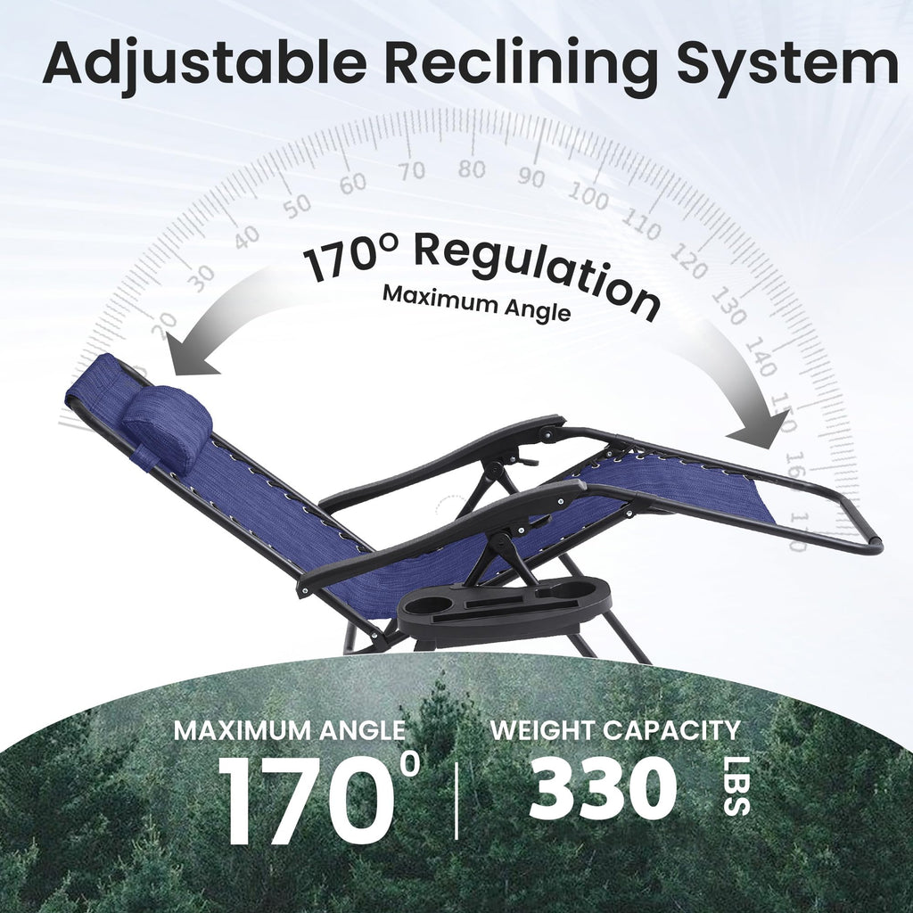 2 Pack Blue 7-Position Adjustable Zero Gravity Chairs X155
