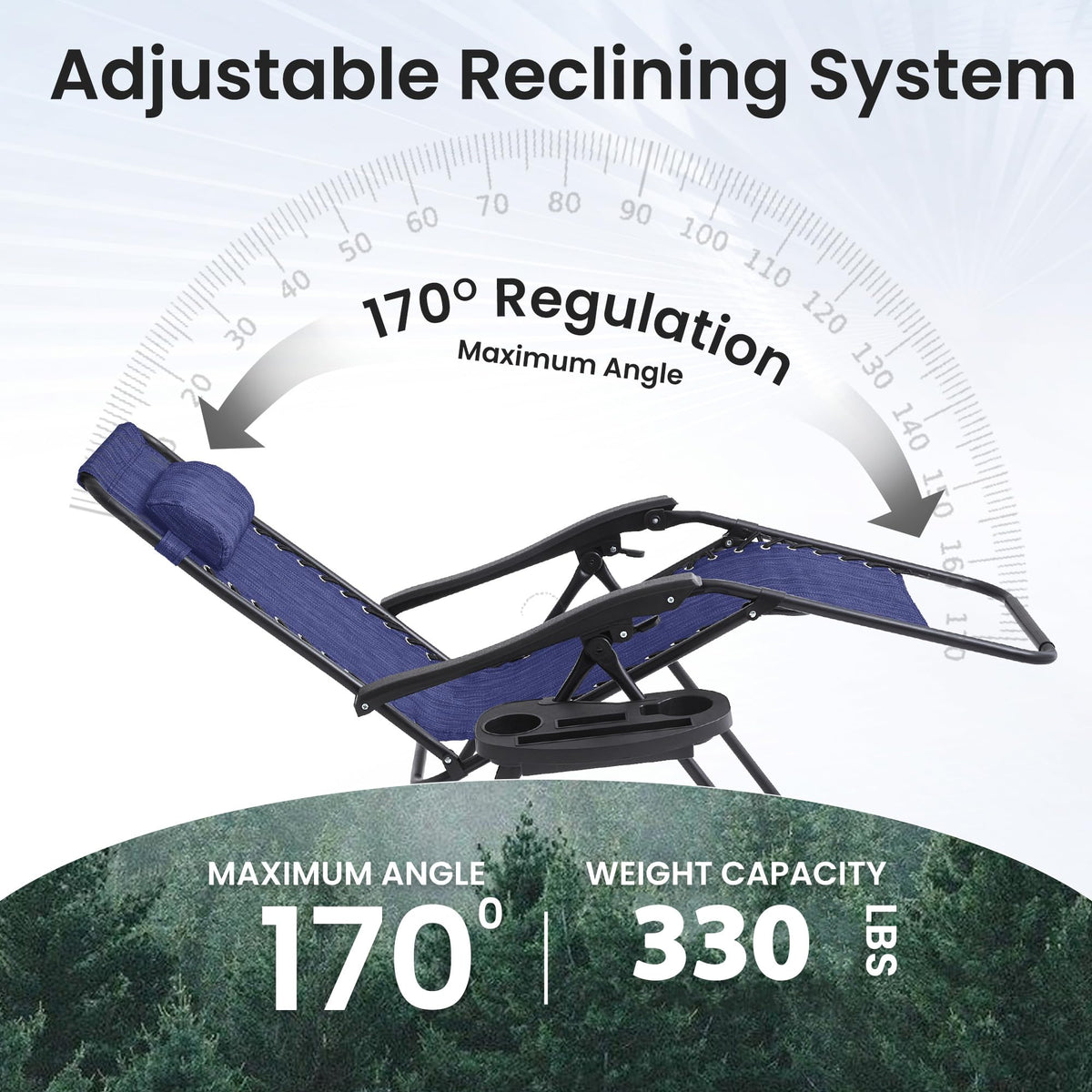 2 Pack Blue 7-Position Adjustable Zero Gravity Chairs X155