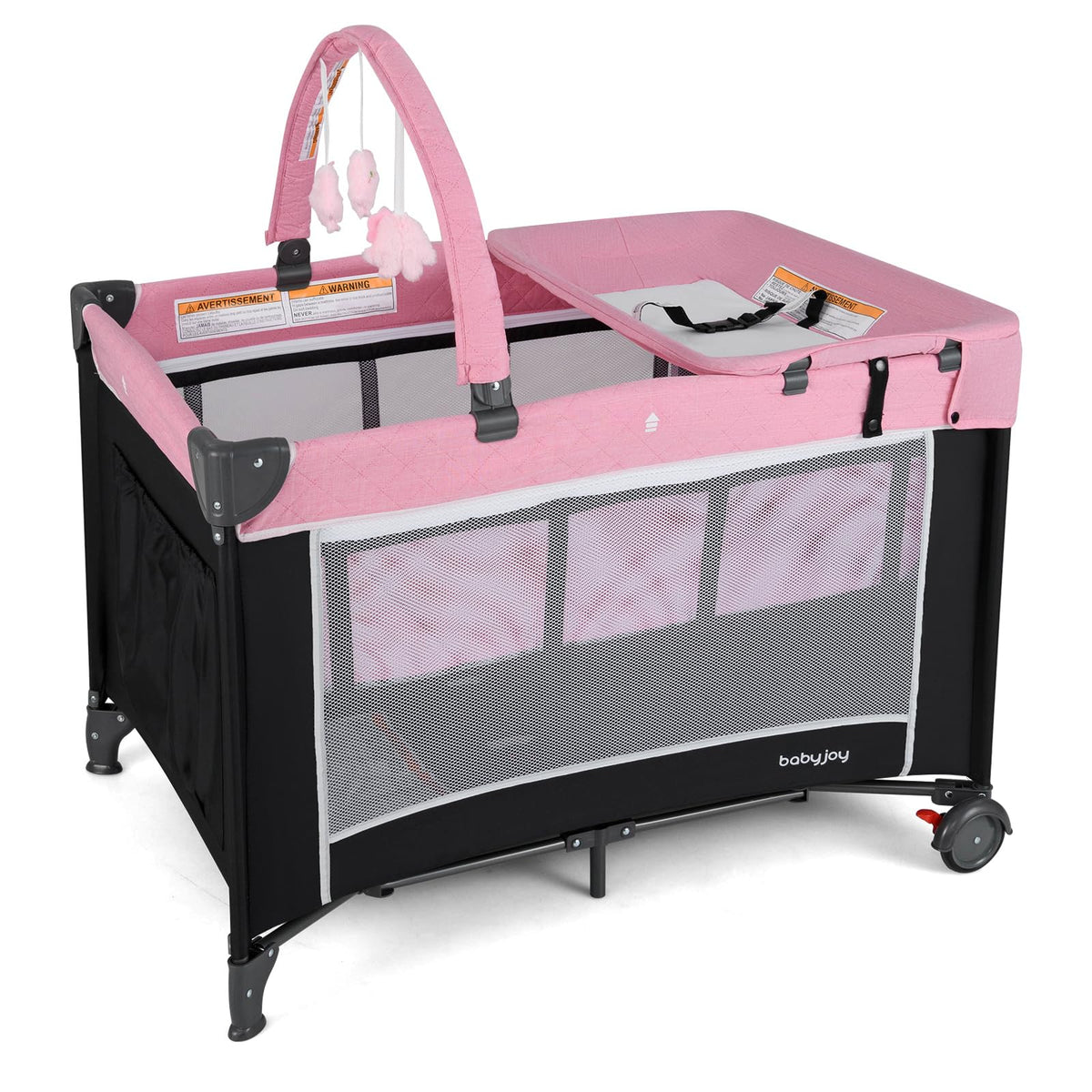 3 in 1 Pink Pack and Play Baby Crib Bassinet X680