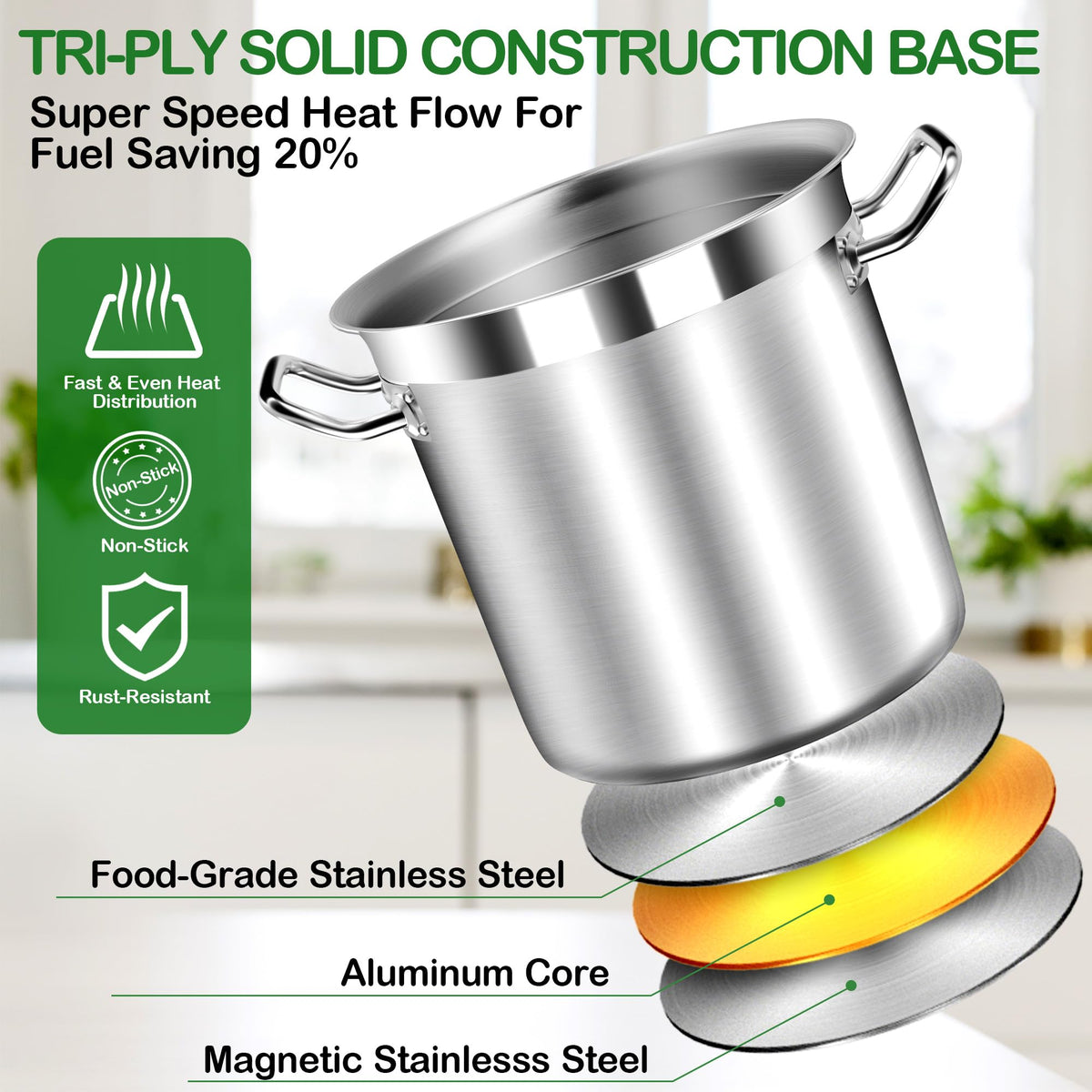 40 Quart Stainless Steel Stockpot with Lid G982877