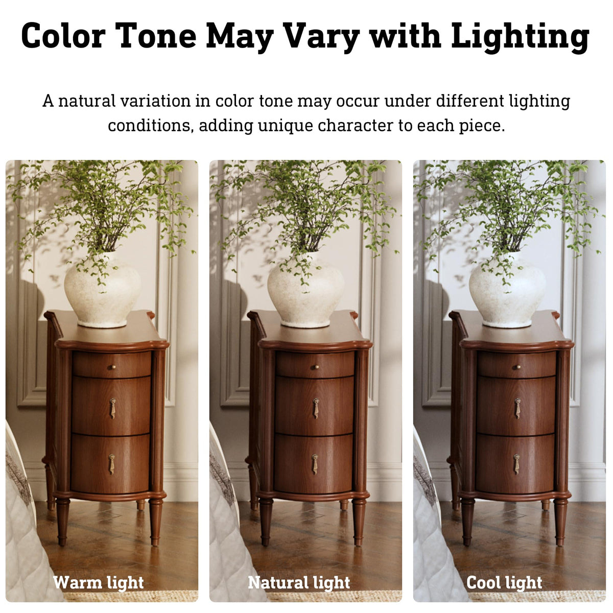 Brown Set of 2 Nightstand with Charging Station and 3 Drawers Q6215