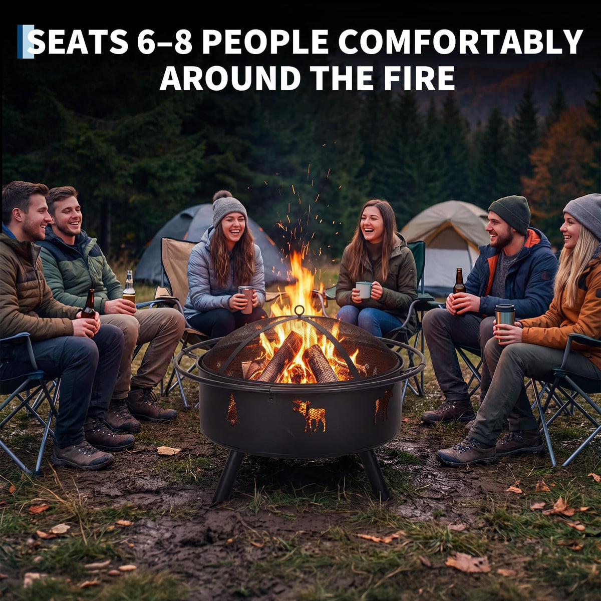 32" Round Wood Burning Fire Pit O9096