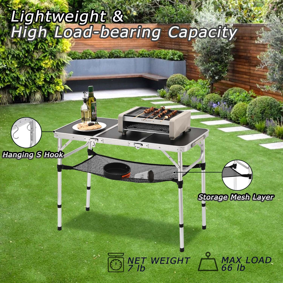 3ft Folding Camping Table with Storage Net T687