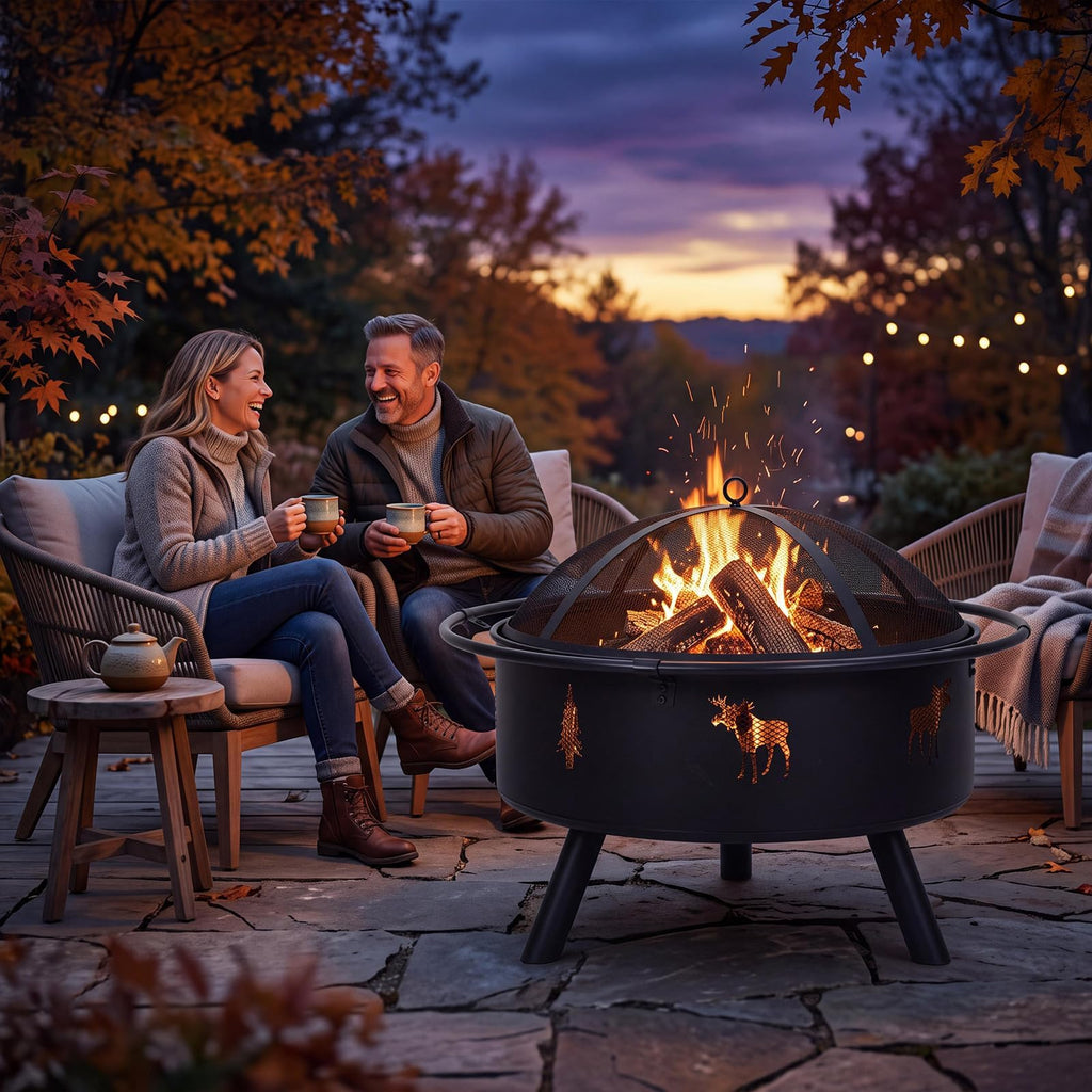 32" Round Wood Burning Fire Pit O9096