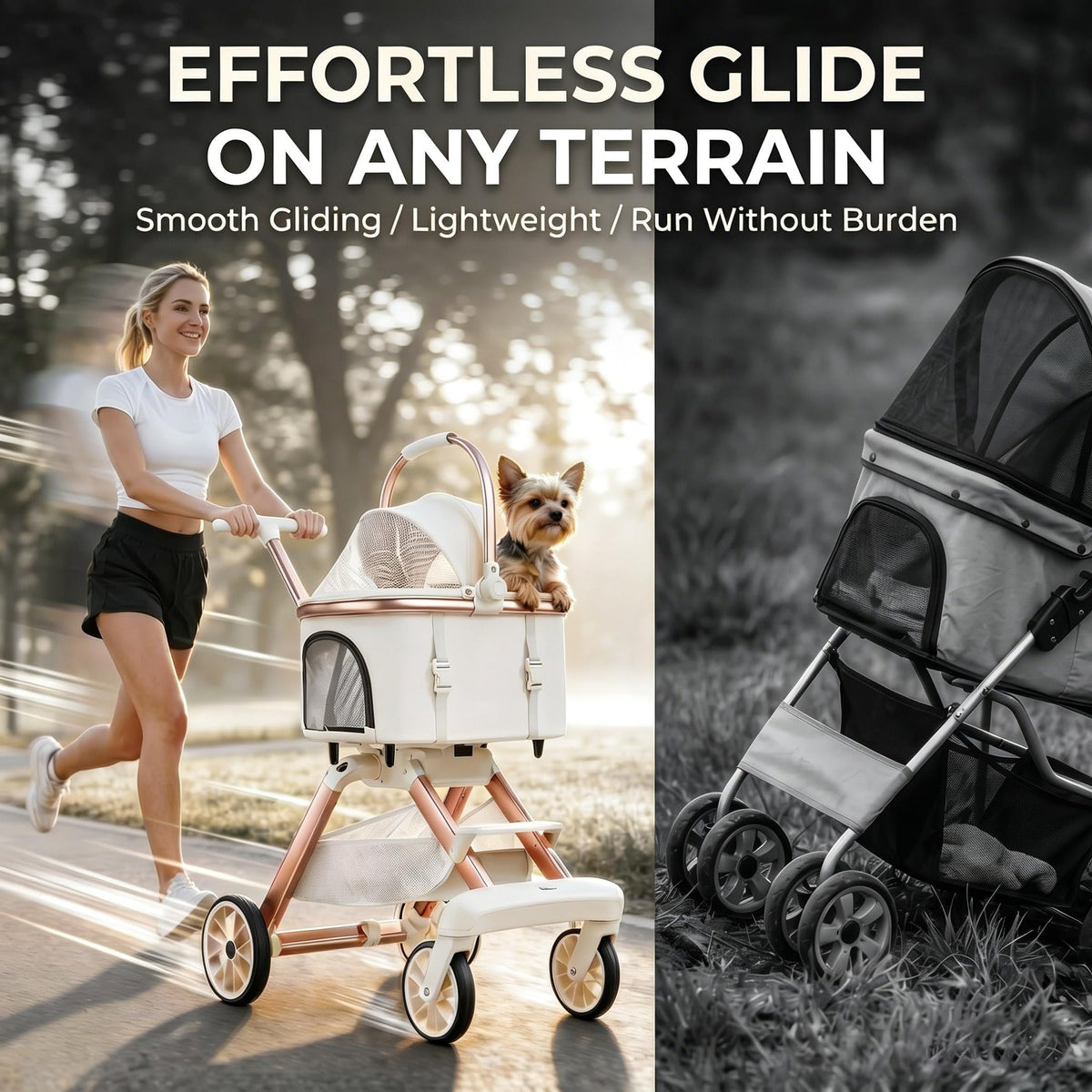Pink Pet Stroller with One-Touch Brake Z7204