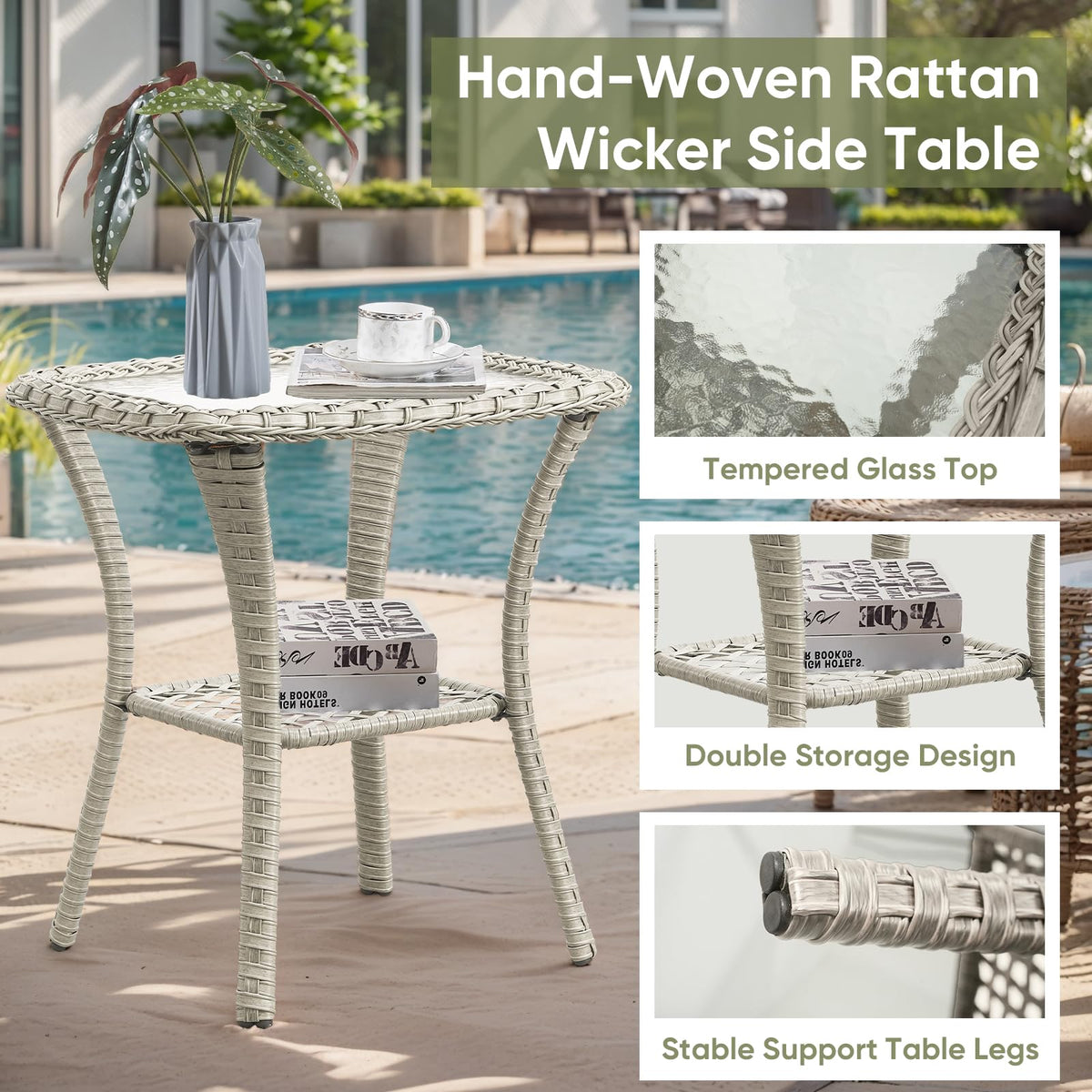 5 Piece Outdoor Swivel Rocker Chairs with Ottomans A34157