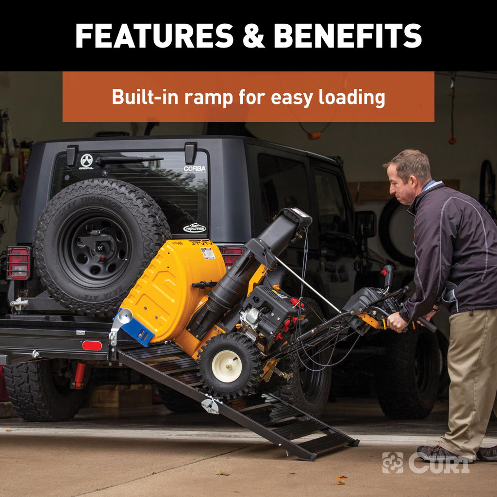 Black Aluminum Hitch Cargo Carrier with Ramp U9862