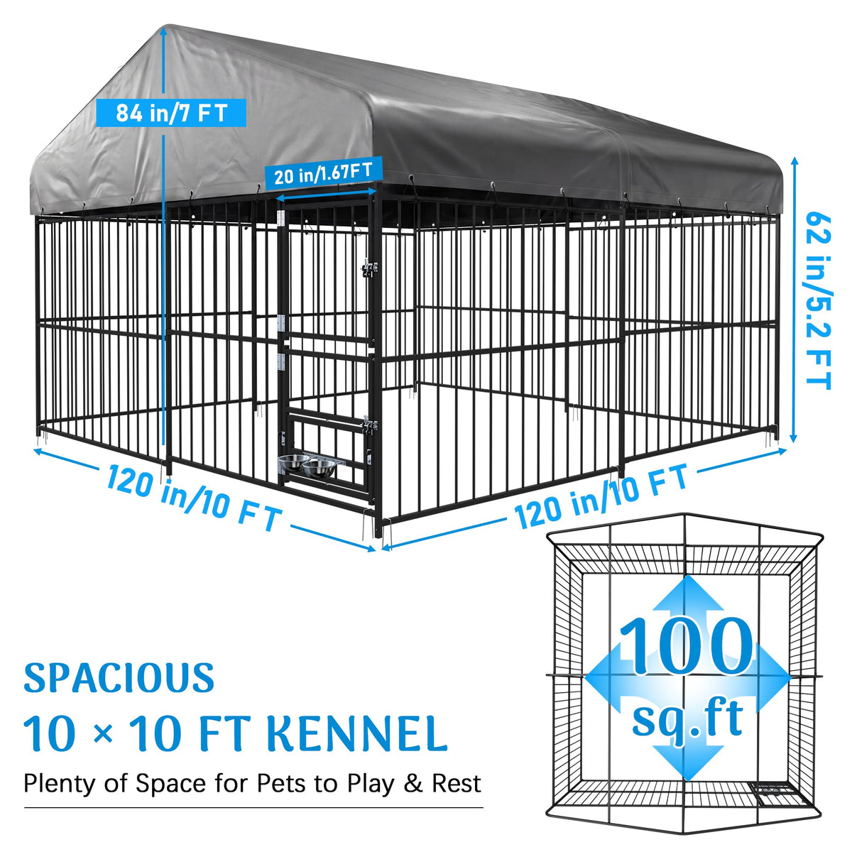 10×10FT Outdoor Dog Kennel with Roof M163479