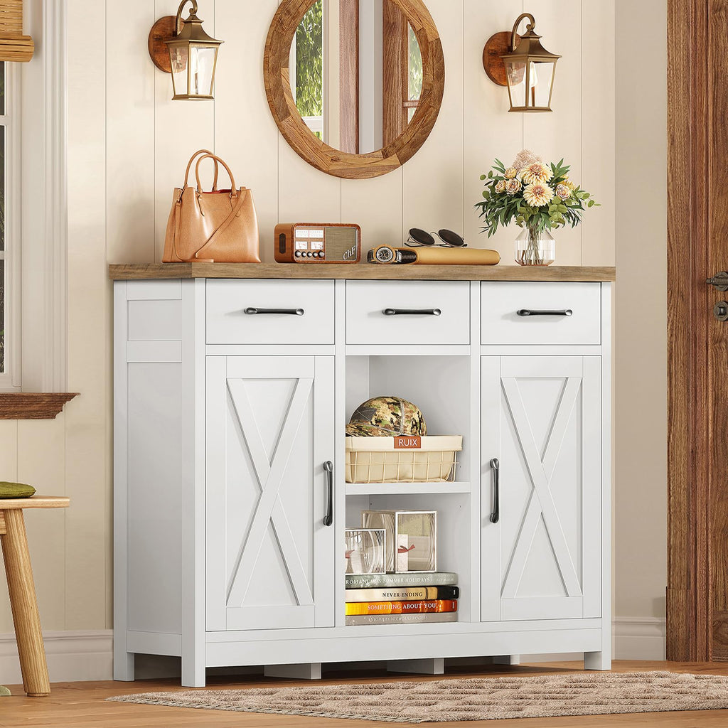 White Storage Cabinet with 3 Drawers and 2 Doors N93069