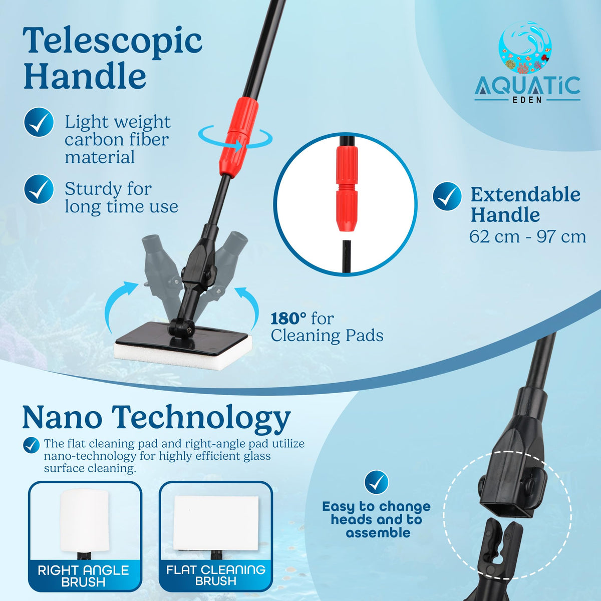 7 in 1 Aquarium Cleaning Kit with Algae Scraper, Fish Net, Gravel Rake & Brush O141688
