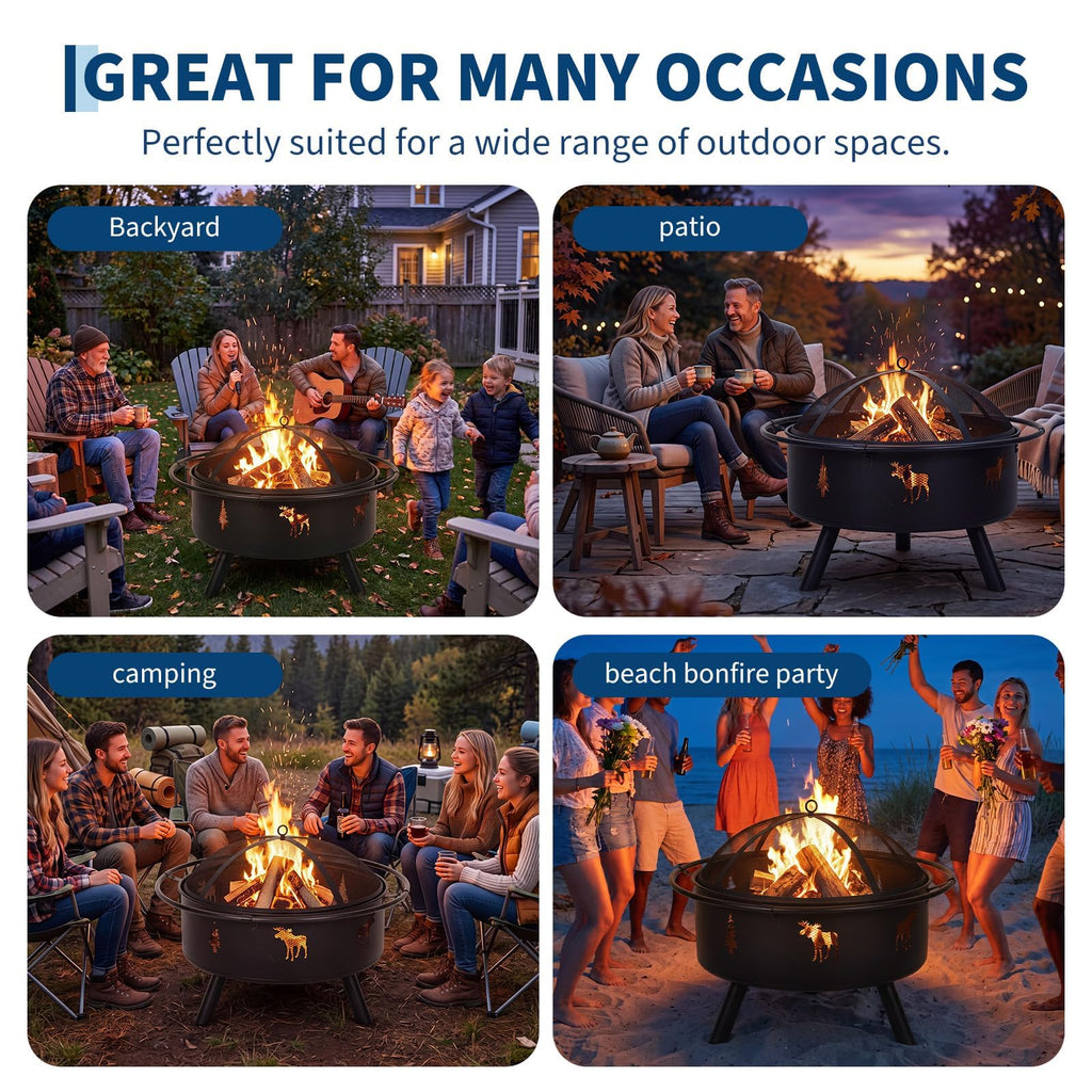 32" Round Wood Burning Fire Pit O9096