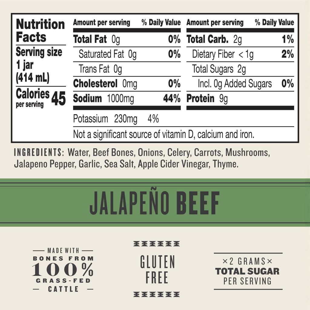 Beef Jalapeno Sea Salt Bone Broth 14 fl oz Pack of 6 Y536634