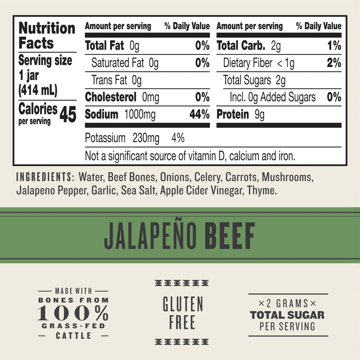 Beef Jalapeno Sea Salt Bone Broth 14 fl oz Pack of 6 Y536634