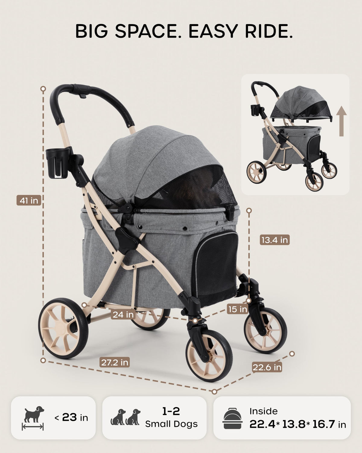 Dog Stroller with Rubber Wheels R96709