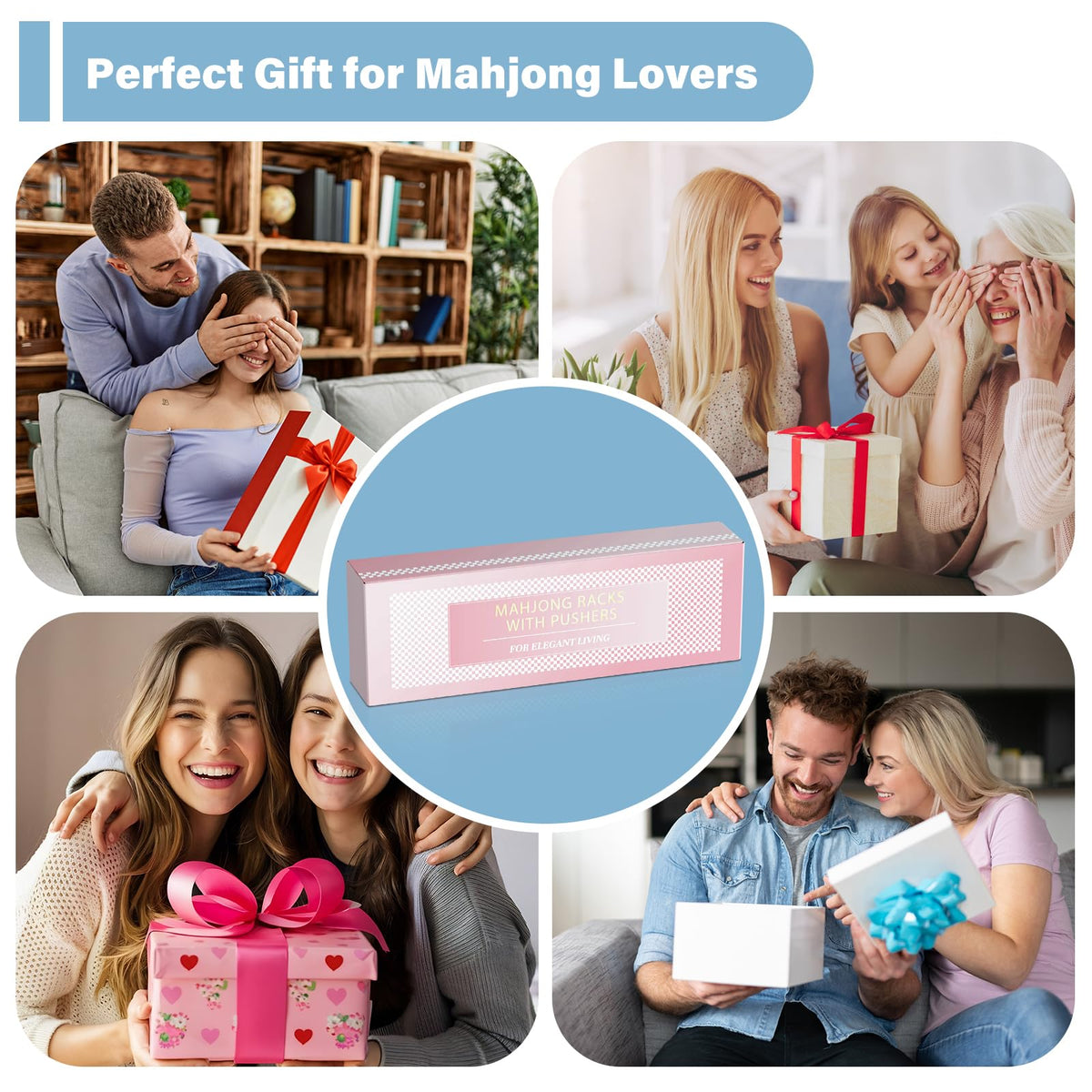 Clear Acrylic Mahjong Racks with Pushers 4-Pack N20770