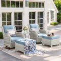 5 Piece Outdoor Swivel Rocker Chairs with Ottomans A34157