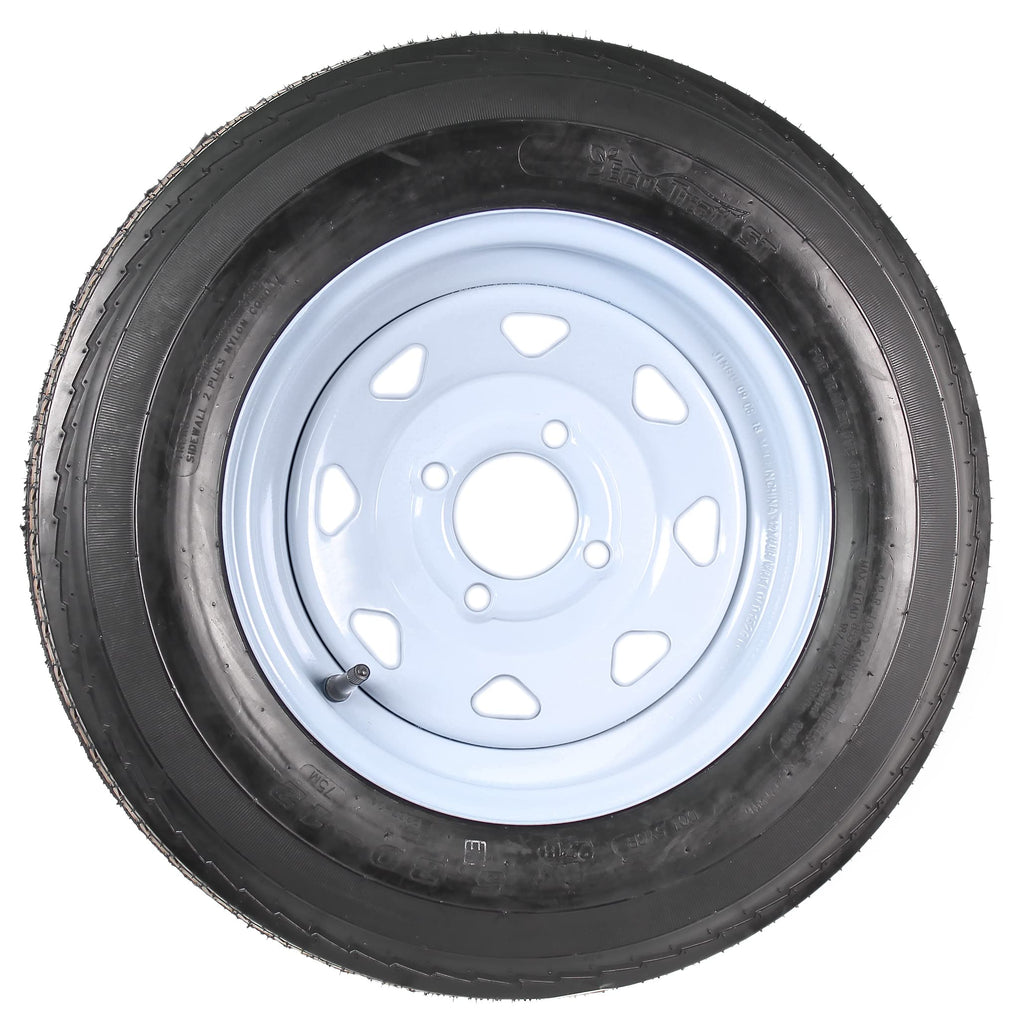 Trailer Tire Rim Assembly 5.30-12 Load B 4 Lug White T1116