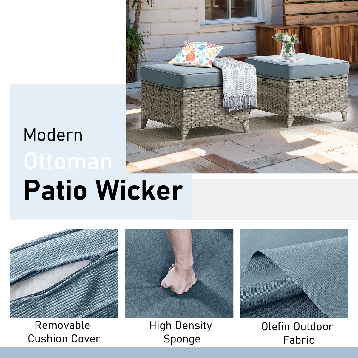 5 Piece Outdoor Swivel Rocker Chairs with Ottomans A34157