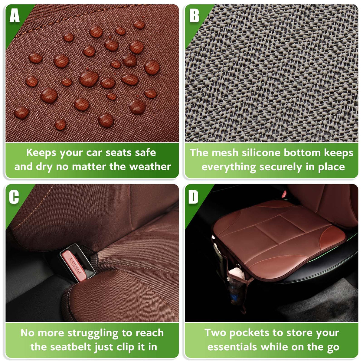 Black Car Seat Protector with 2 Storage Pockets Z31103
