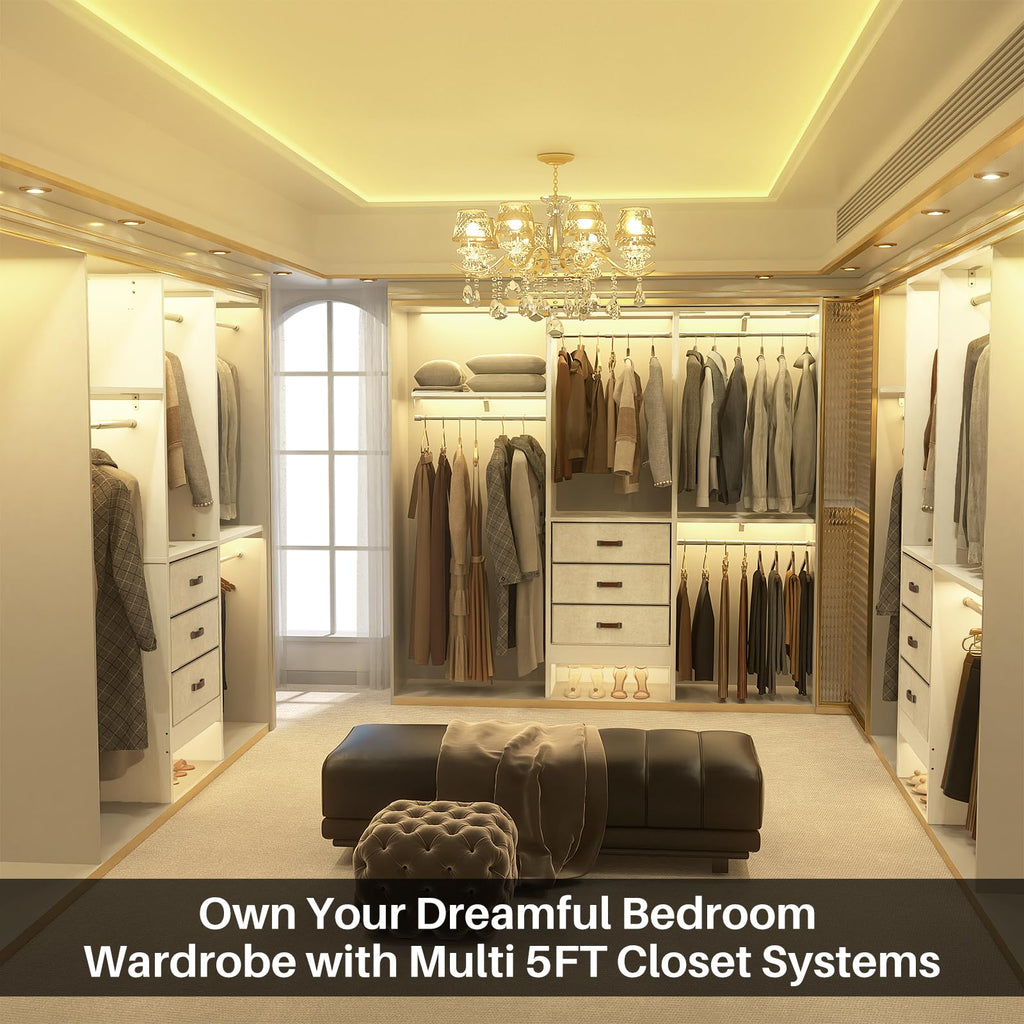 5FT Closet System with 3 Fabric Drawers D7403