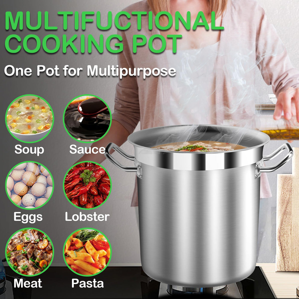 40 Quart Stainless Steel Stockpot with Lid G982877