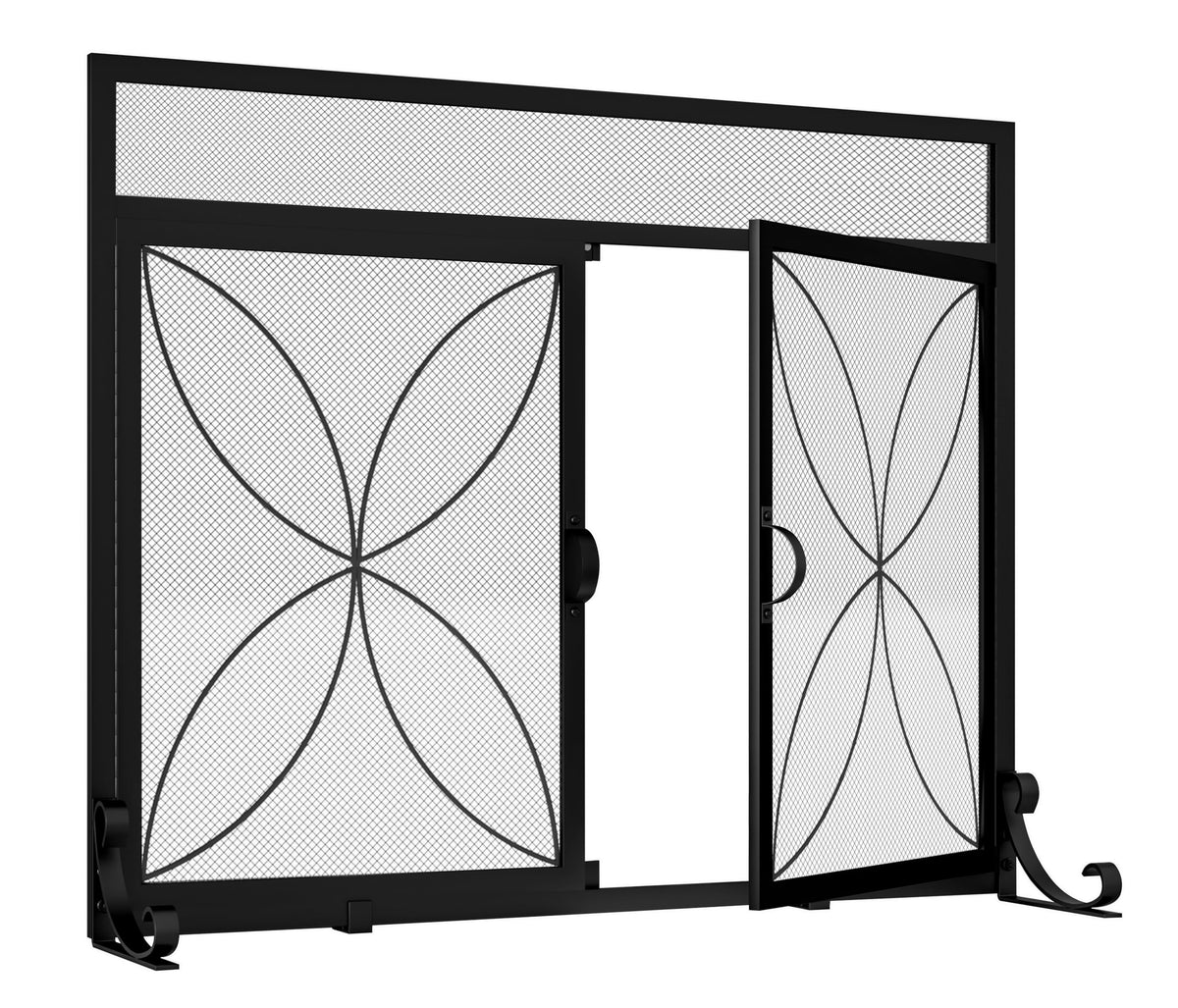 Black Metal Fireplace Screen Magnetic Doors U735495
