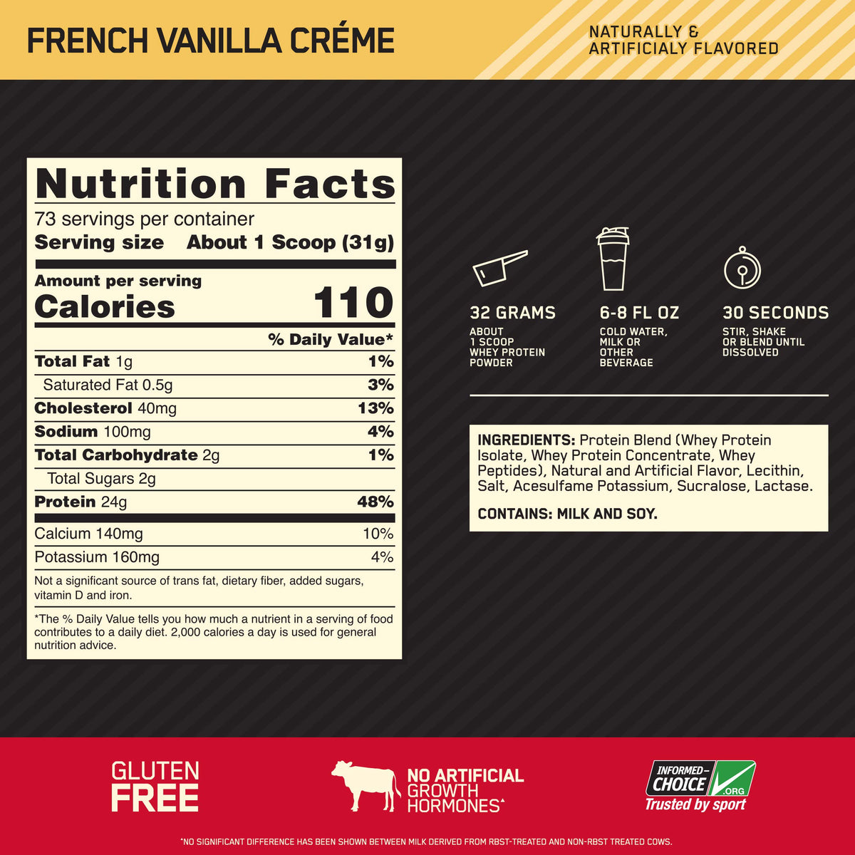 Whey Protein Powder French Vanilla 5 Pound N651162