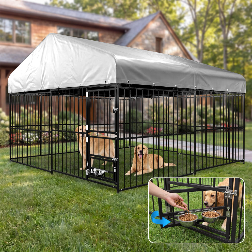 10×10FT Outdoor Dog Kennel with Roof M163479